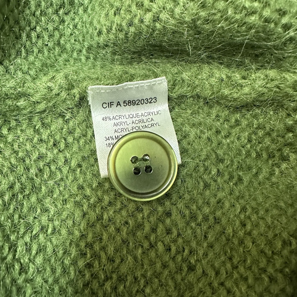 La Redoute Green Wool Mohair Blend Chunky Shawl Collar Sweater Cardigan Size M - Picture 4 of 7
